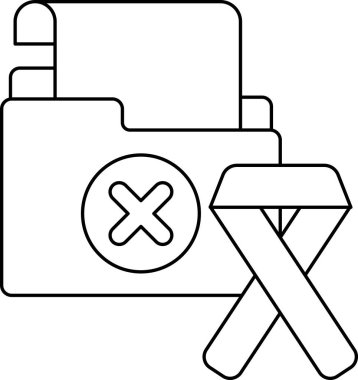 A folder with an X on it and a ribbon on the right side. The folder is a symbol of rejection or disapproval, while the ribbon represents support or solidarity