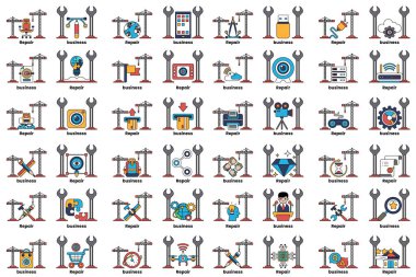 A collection of images with various tools and machines. The images are in different sizes and colors. The mood of the images is industrial and mechanical