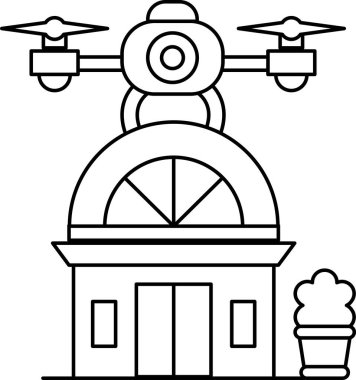 A building with a large dome on top and a small building next to it. The building has a large window on the front