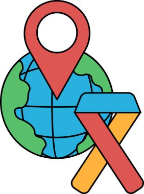 A map of the world is drawn with a red ribbon on it. The ribbon is for breast cancer awareness