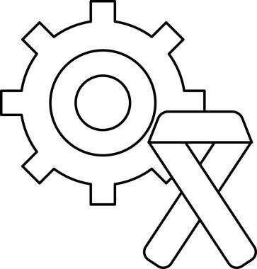 A gear with a ribbon on it. The ribbon is a symbol of hope