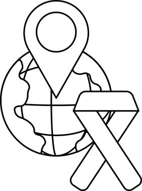 A map of the world is drawn with a red ribbon on it. The ribbon is for breast cancer awareness