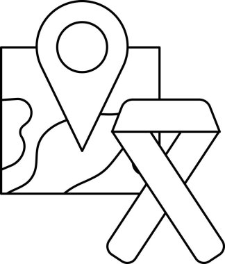 A map with a pin on it and a ribbon with a ribbon on it. The ribbon is for breast cancer awareness