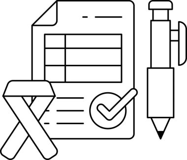 A pen and a piece of paper with a check mark on it. The pen is on the right side of the paper