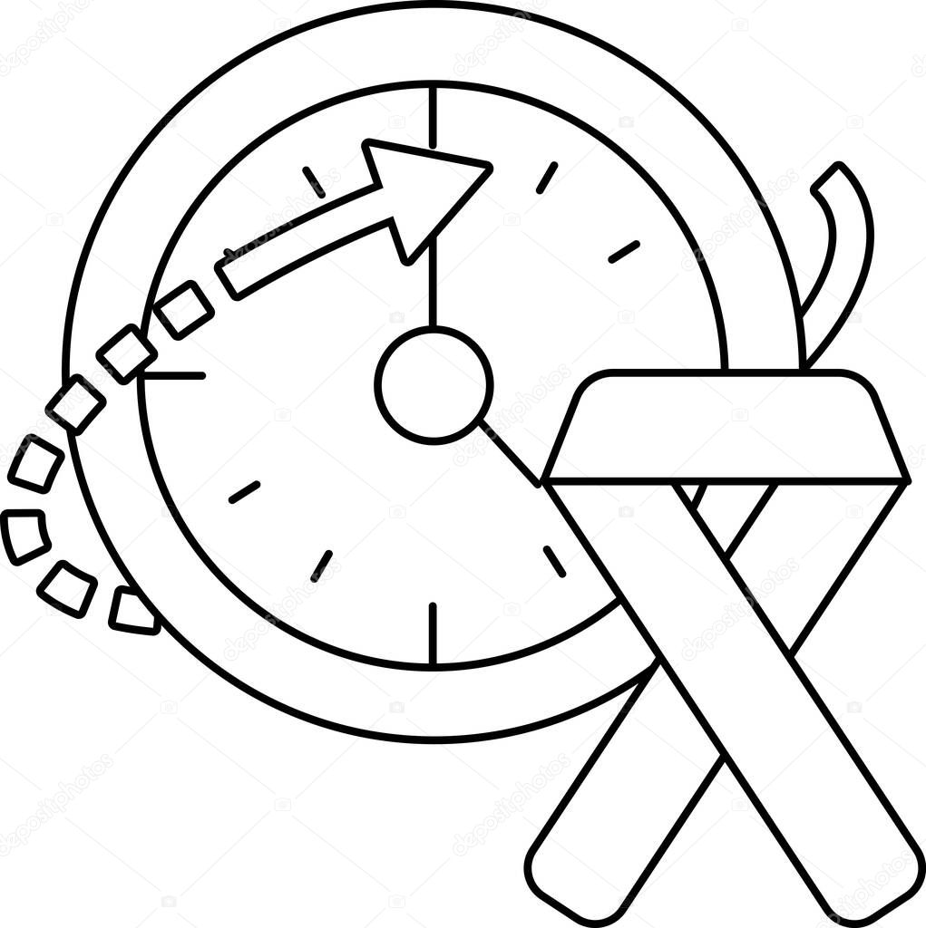 A clock with the hands at the numbers 3 and 9. A red arrow pointing to the number 3