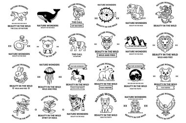 A collection of animal logos and brand names. The logos are of various animals such as a whale, a cat, a dog, a bird, and a fish. The brand names include 