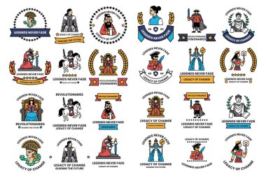 A collection of logos and symbols, including one that says 