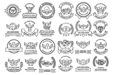 A collection of symbols and emblems, including a cross, a heart, and a truck. The symbols are all white and arranged in a grid