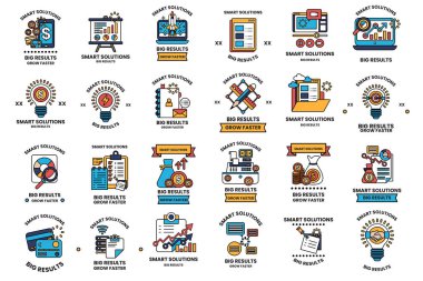 A collection of smart solutions logos, each with a unique design and concept. These logos are meant to represent the company's innovative and forward-thinking approach to problem-solving