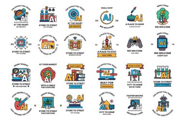 Çeşitli temaları olan siyah beyaz simgelerden oluşan bir koleksiyon. Temalar arasında bir ev, bir bilgisayar, bir insan, bir kedi, bir köpek, bir araba, bir kitap, bir fincan, bir pasta, bir bilgisayar faresi yer alıyor.