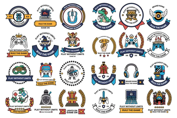 A collection of badges with various designs and themes. Some of the themes include gaming, sports, and travel