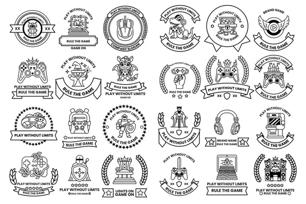 A collection of badges with various designs and themes. Some of the themes include gaming, sports, and travel