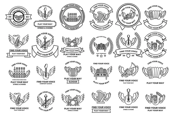 A collection of symbols and logos, including one that says 