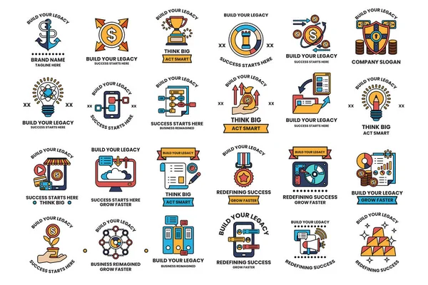 The image is a collection of logos and symbols. Each logo has a different concept and mood, and they all convey a sense of innovation and progress