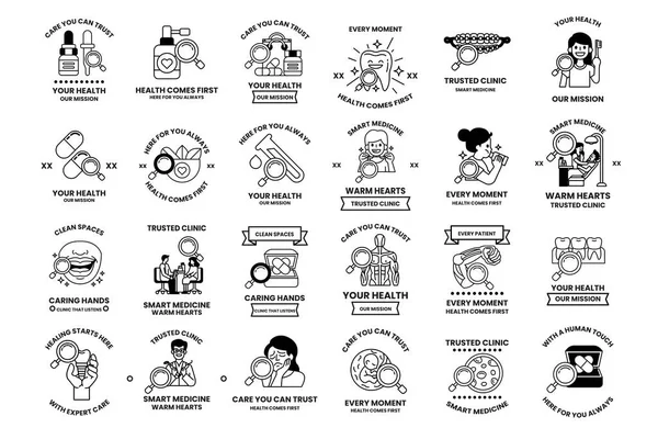 A collection of images that are related to health and wellness. The images include a doctor, a nurse, a person with a stethoscope, a person with a syringe, a person with a thermometer