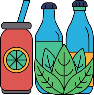 Yanında bir yaprak ve pipetle bir içki. İçki meyve suyu, yaprak da yeşil.