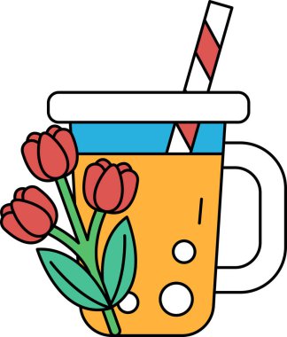 İçinde kamış ve çiçekler olan bir kupa. Çiçekler laledir ve kupa beyazdır.