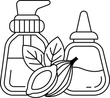 Bir şişe losyon bir şişe yağın yanına yerleştirilir. Losyon şişesi görüntünün sol tarafında, yağ şişesi ise sağ tarafında.