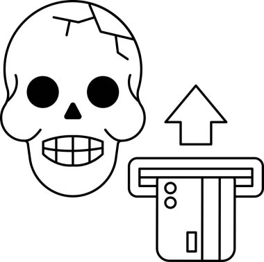 Kafatası siyah arka planda, kredi kartı ve 