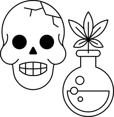 Bir kafatası ve bir bitki siyah ve beyaz bir çizimle birlikte çizilir. Kafatasının yüzünde bir gülümseme var, bu bir kafatası için alışılmadık bir şey. Bitki cam bir vazonun içinde ve çiziminde ürkütücü bir şey var.