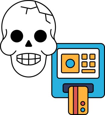 Bir kafatası gülümsüyor ve dişleri görünüyor. Yüzünde gülümseme olan siyah beyaz bir kafatası.