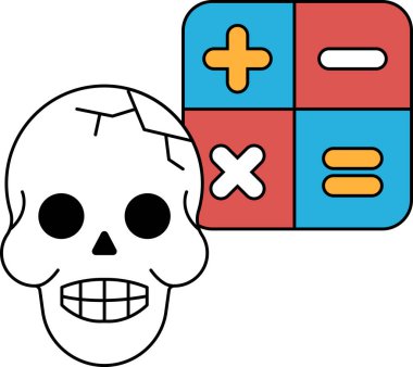 Kafatası ağızlı ve kafatası suratlı bir kafatası. Kafatası beyaz arka planı olan bir kara kutuyla çevrilidir.