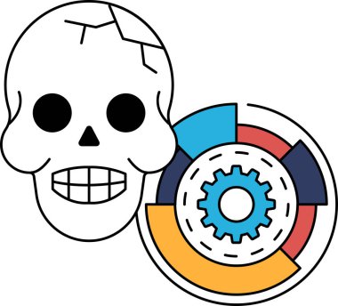 Yüzünde bir gülümsemeyle bir kafatası çizilir. Kafatasının yanına bir vites çekilir.