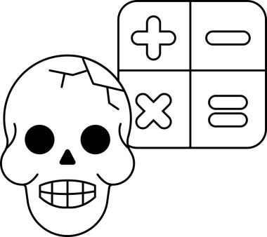 Kafatası ağızlı ve kafatası suratlı bir kafatası. Kafatası beyaz arka planı olan bir kara kutuyla çevrilidir.