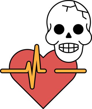 Kafatası kalbin yanına çizilir. Kafatası kırılmış ve kalp çarpıyor. Kafatası ölümün sembolüdür ve kalp de yaşamın sembolüdür. Üzüntü ve kayıp kavramı