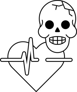 Kafatası kalbin yanına çizilir. Kafatası kırılmış ve kalp çarpıyor. Kafatası ölümün sembolüdür ve kalp de yaşamın sembolüdür. Üzüntü ve kayıp kavramı