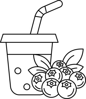 Üzerinde pipet olan bir bardak meyve suyu ve üstünde de bir demet yaban mersini. Tazelik ve sağIık kavramı, yabanmersinlerinin meyve suyuna doğal ve besleyici bir katkı olması gibi.