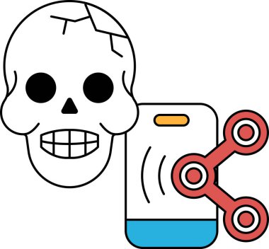 Kafatası cep telefonunun yanında. Kafatası gülümsüyor ama cep telefonu değil.