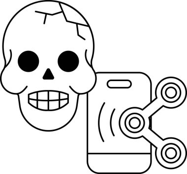 Kafatası cep telefonunun yanında. Kafatası gülümsüyor ama cep telefonu değil.