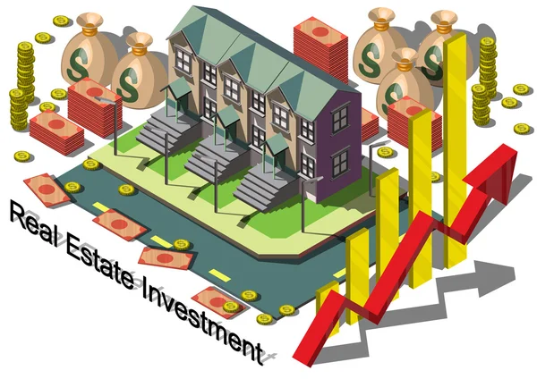 Ilustração do conceito gráfico de investimento imobiliário —  Vetores de Stock