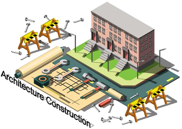 Ilustração do conceito de construção de arquitetura gráfica info —  Vetores de Stock