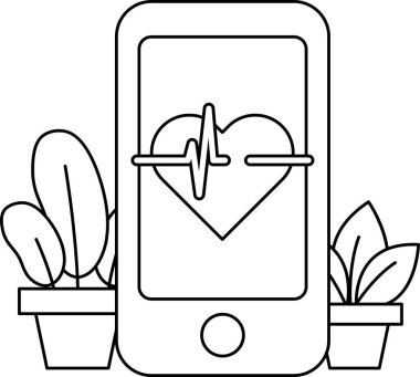 Üzerinde kalp olan bir telefon bir bitkinin yanındadır. Kalp, telefona bağlı olan bir hatta bağlıdır. Telefon bir masanın üzerine konur.