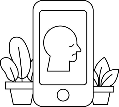 Bir adamın kafası cep telefonunda gösterilir. Adam çok üzgün. Telefon bir saksı bitkisinin yanındaki masaya konur.