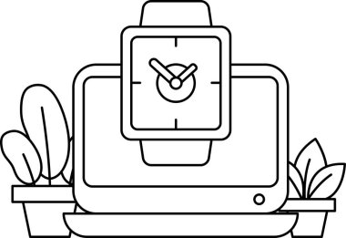 Bir bilgisayar ekranında bir saat gösterilir. Saat 10: 00 'a ayarlandı.