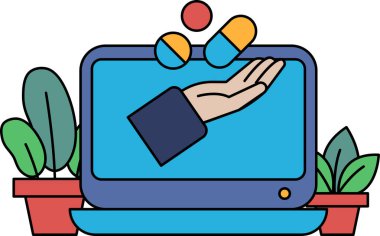 Arka planda bitki olan bir ilaç şişesini tutan bir el. İlaç alma kavramı ve birinin sağlığına dikkat etme kavramı