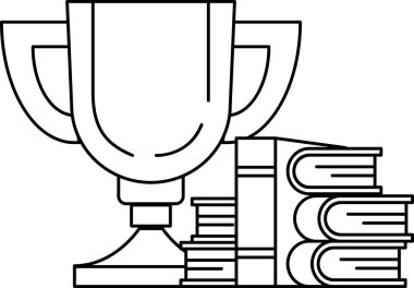 Bir kupa bir yığın kitabın üzerine yerleştirilir. Kupa başarı ve başarıyı temsil ederken, kitaplar bilgi ve öğrenmeyi sembolize ediyor. İmaj, eğitimin