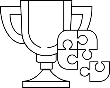 Üzerinde yapboz parçası olan bir kupa gösteriliyor. Kupa başarının sembolü ve yapboz parçası bir yapbozun parçalarını bir araya getirerek tam bir resim oluşturma fikrini temsil ediyor.