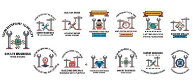 Görüntü, her birinin farklı bir konsept veya ruh hali olan farklı tasarımlardan oluşan bir koleksiyon. Tasarımlardan bazıları çekiçli bir adam, testereli bir adam ve ingiliz anahtarı olan bir adam.
