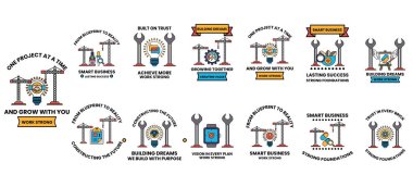 Görüntü, her birinin farklı bir konsept veya ruh hali olan farklı tasarımlardan oluşan bir koleksiyon. Bazı tasarımlar arasında bir inşaat alanı, bir plaj ve bir şehir manzarası yer alıyor.