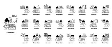 Bir adam makasla bir şey kesiyor. Üzerinde laboratuvar önlüğü var.