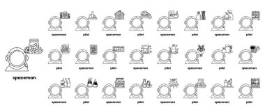 A collection of cartoon characters with the word 