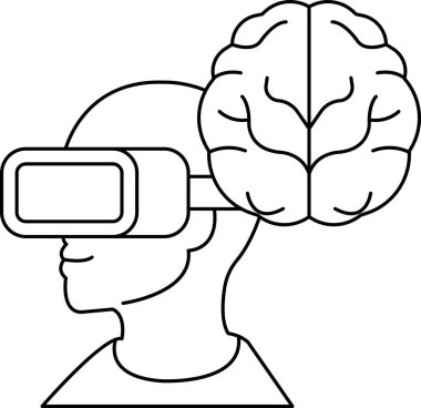 Sanal gerçeklik kulaklığı takan bir adam beyne bakıyor. Sanal gerçeklik teknolojisiyle beynin iç işleyişini keşfetme kavramı