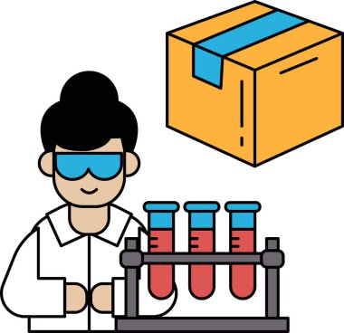 A man in a lab coat is holding three test tubes. Concept of scientific curiosity and experimentation