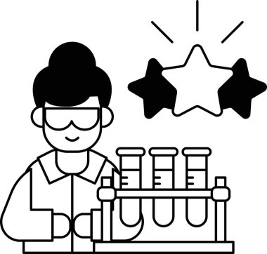 A man in a lab coat is holding a beaker and smiling. The image is titled 