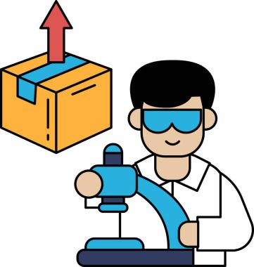Bir adam elinde çekiçle bir kutu üzerinde çalışıyor. Kutu görüntünün sol tarafında ve adam da sağda. Adam güvenlik gözlüğü ve laboratuvar önlüğü takıyor.