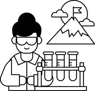 Laboratuvar önlüklü bir adam elinde bir deney şişesi tutuyor ve gülümsüyor. Laboratuvarda çalışan bir bilim adamının görüntüsü.